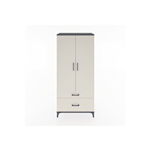 Hyperion Dolap 4 Raflı 2 Çekmeceli 2 Kapaklı 88x44x195 Antrasit-aytaşı