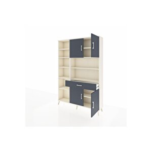 Arges Gardrop 10 Raflı Tek Çekmeceli 4 Kapaklı 132x30x195 Aytaşı-antrasit