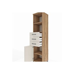 Hyperion Dolap 3 Raflı 3 Çekmeceli Tek Kapaklı 44x44x195 Çam-aytaşı