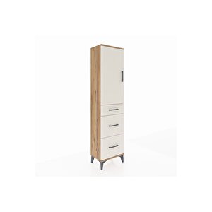 Arges Dolap 3 Raflı 3 Çekmeceli Tek Kapaklı 44x30x182 Çam-aytaşı