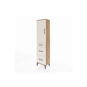 Arges Dolap 3 Raflı 3 Çekmeceli Tek Kapaklı 44x30x182 Çam-aytaşı