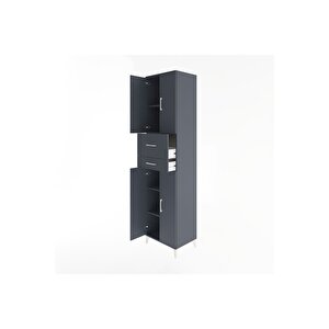 Hyperion Dolap 4 Raflı 2 Çekmeceli 4 Kapaklı 60x44x243 Antrasit-antrasit