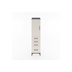 Hyperion Dolap 2 Raflı 4 Çekmeceli Tek Kapaklı 44x44x182 Antrasit-aytaşı