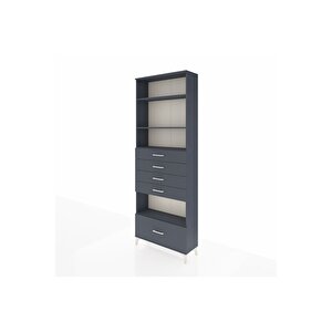 Arges Dolap 4 Raflı 5 Çekmeceli 88x30x243 Antrasit-antrasit