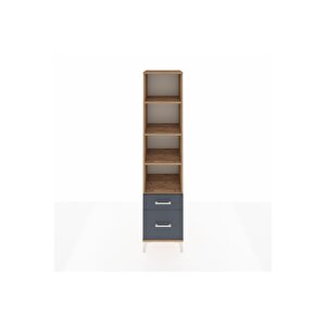 Hyperion Dolap 4 Raflı 2 Çekmeceli 44x44x195 Çam-antrasit
