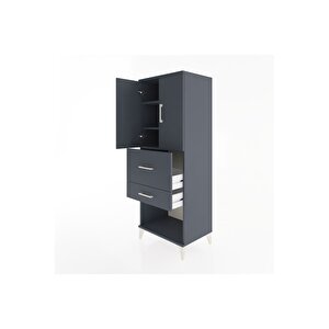 Hyperion Dolap 3 Raflı 2 Çekmeceli 2 Kapaklı 60x44x163 Antrasit-antrasit