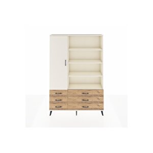 Arges Dolap 8 Raflı 6 Çekmeceli Tek Kapaklı  132x30x195 Aytaşı-aytaşı/çam