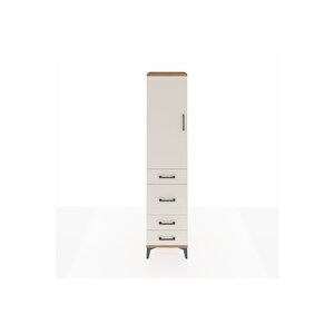 Hyperion Dolap Tek Raflı 4 Çekmeceli Tek Askılı 44x44x195 Çam-aytaşı