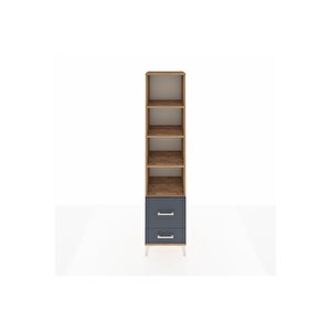 Hyperion Dolap 4 Raflı 2 Çekmeceli 44x44x195 Çam-antrasit