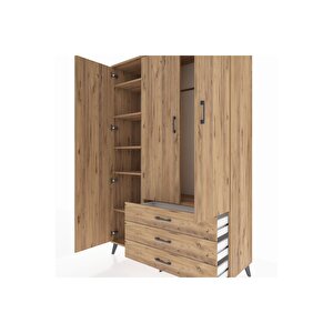 Hyperion Gardrop 6 Raflı 3 Çekmeceli Tek Askılı 132x44x195 Çam-çam