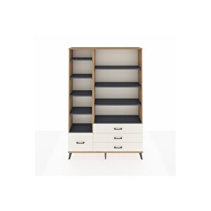 Arges Dolap 9 Raflı 4 Çekmeceli  132x30x195 Çam-antrasit/aytaşı