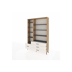 Arges Dolap 9 Raflı 4 Çekmeceli  132x30x195 Çam-antrasit/aytaşı