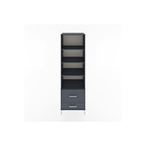 Hyperion Dolap 4 Raflı 2 Çekmeceli 60x44x195 Antrasit-antrasit