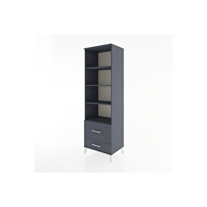Hyperion Dolap 4 Raflı 2 Çekmeceli 60x44x195 Antrasit-antrasit