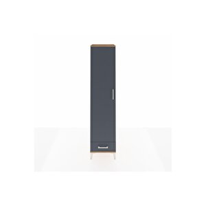 Hyperion Dolap 3 Raflı Tek Çekmeceli Tek Askılı 44x44x195 Çam-antrasit