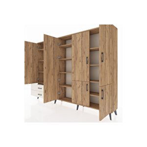 Arges Dolap 12 Raflı 2 Çekmeceli 7 Kapaklı 220x30x163 Çam-çam/aytaşı