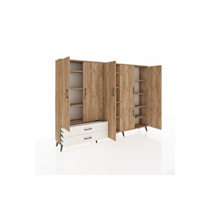 Arges Dolap 12 Raflı 2 Çekmeceli 7 Kapaklı 220x30x163 Çam-çam/aytaşı