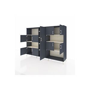 Hyperion Dolap 10 Raflı 9 Kapaklı 220x44x163 Antrasit-antrasit/aytaşı