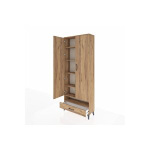Arges Dolap 6 Raflı Tek Çekmeceli 2 Kapaklı 88x30x221 Çam-çam