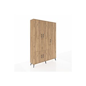 Arges Dolap 7 Raflı 5 Kapaklı Tek Askılı 132x30x195 Çam-çam/aytaşı