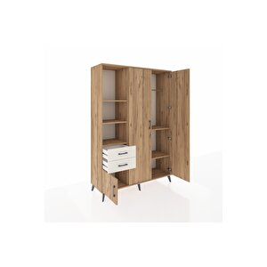 Hyperion Dolap 5 Raflı 2 Çekmeceli Tek Askılı 132x44x195 Çam-çam/aytaşı