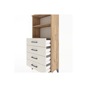 Hyperion Dolap 2 Raflı 4 Çekmeceli 60x44x134 Çam-aytaşı