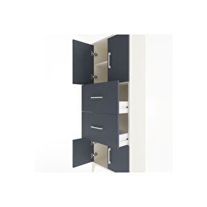 Arges Dolap 2 Raflı 2 Çekmeceli 4 Kapaklı 60x30x163 Aytaşı-antrasit