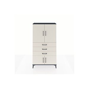 Arges Dolap 2 Raflı 3 Çekmeceli 4 Kapaklı 88x30x163 Antrasit-aytaşı