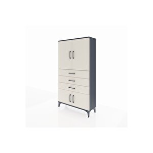 Arges Dolap 2 Raflı 3 Çekmeceli 4 Kapaklı 88x30x163 Antrasit-aytaşı