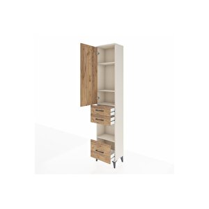 Arges Dolap 4 Raflı 3 Çekmeceli Tek Kapaklı 44x30x221 Aytaşı-çam