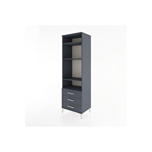 Hyperion Dolap 4 Raflı 3 Çekmeceli 60x44x195 Antrasit-antrasit