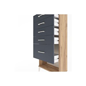 Arges Dolap 5 Çekmeceli 60x30x134 Çam-antrasit