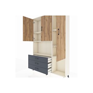 Arges Dolap 6 Raflı 3 Çekmeceli 3 Kapaklı 132x30x195 Aytaşı-çam/antrasit