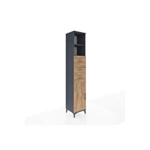 Hyperion Dolap 3 Raflı 3 Çekmeceli Tek Kapaklı 44x44x243 Antrasit-çam