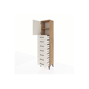 Arges Dolap 2 Raflı 7 Çekmeceli Tek Kapaklı 44x30x182 Çam-aytaşı