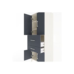 Hyperion Dolap 3 Raflı 2 Çekmeceli 4 Kapaklı 60x44x163 Aytaşı-antrasit