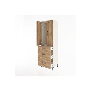 Hyperion Dolap Tek Raflı 3 Çekmeceli Tek Askılı 60x44x195 Aytaşı-çam