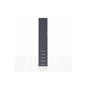 Hyperion Dolap 2 Raflı 5 Çekmeceli Tek Askılı 44x44x243 Antrasit-antrasit