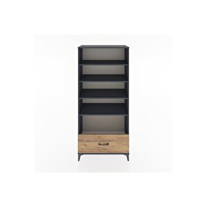 Hyperion Dolap 4 Raflı Tek Çekmeceli 88x44x195 Antrasit-çam