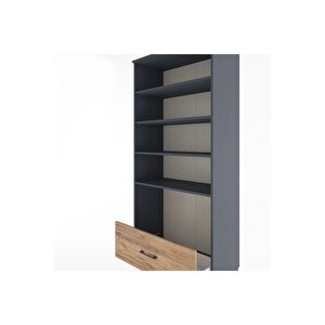 Hyperion Dolap 4 Raflı Tek Çekmeceli 88x44x195 Antrasit-çam