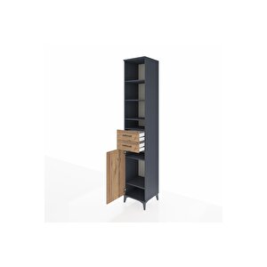 Hyperion Dolap 6 Raflı 2 Çekmeceli Tek Kapaklı 44x44x243 Antrasit-çam