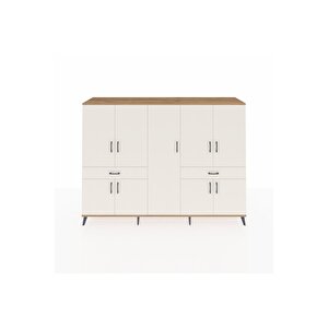 Hyperion Dolap 12 Raflı 2 Çekmeceli 8 Kapaklı 220x44x163 Çam-aytaşı