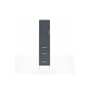 Hyperion Dolap 3 Raflı 3 Çekmeceli Tek Kapaklı 44x44x195 Aytaşı-antrasit