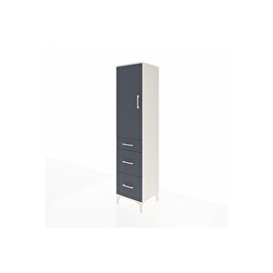 Hyperion Dolap 3 Raflı 3 Çekmeceli Tek Kapaklı 44x44x195 Aytaşı-antrasit