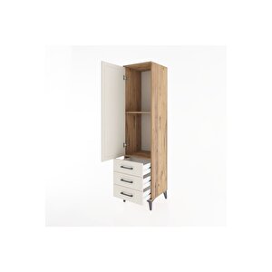 Hyperion Dolap 2 Raflı 3 Çekmeceli Tek Kapaklı 44x44x182 Çam-aytaşı