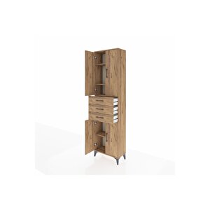 Arges Dolap 4 Raflı 3 Çekmeceli 4 Kapaklı 60x30x221 Çam-çam