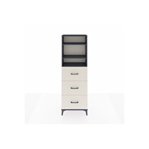 Arges Dolap 3 Raflı 3 Çekmeceli 60x30x182 Antrasit-aytaşı