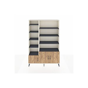 Arges Dolap 10 Raflı 3 Kapaklı 132x30x195 Aytaşı-çam/antrasit