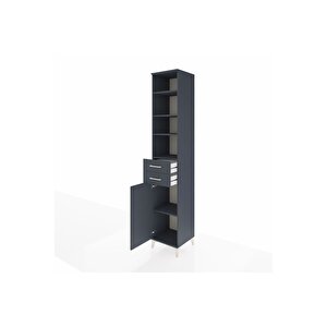 Hyperion Dolap 5 Raflı 2 Çekmeceli Tek Kapaklı 44x44x243 Antrasit-antrasit