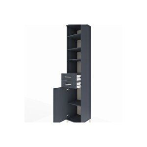 Hyperion Dolap 5 Raflı 2 Çekmeceli Tek Kapaklı 44x44x243 Antrasit-antrasit